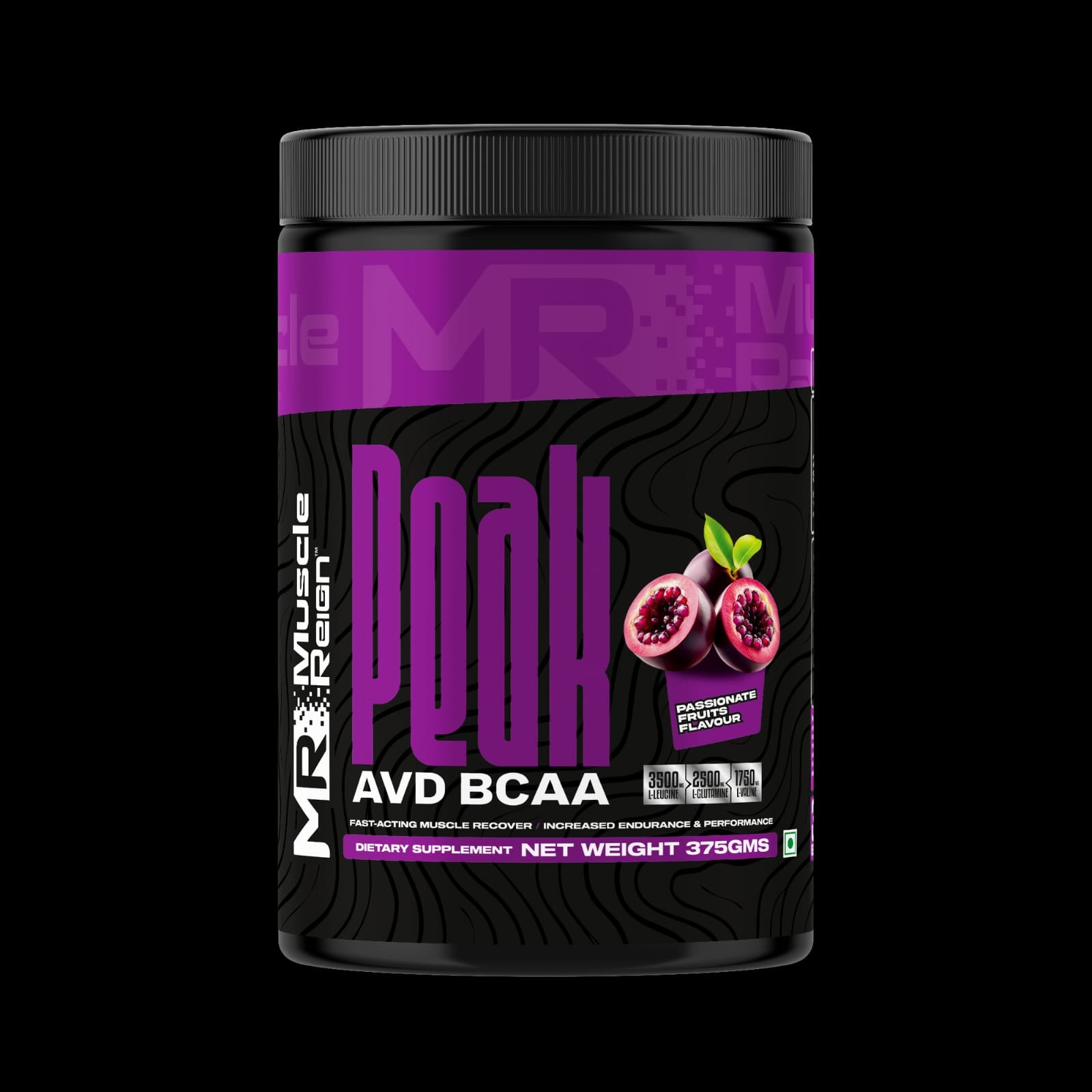 Muscle Reign Peak AVD BCAA Recovery Supplement in Purple Container, best recovery supplement for muscle growth
